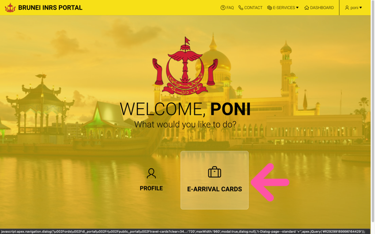 E-ARRIVAL CARD STEP7