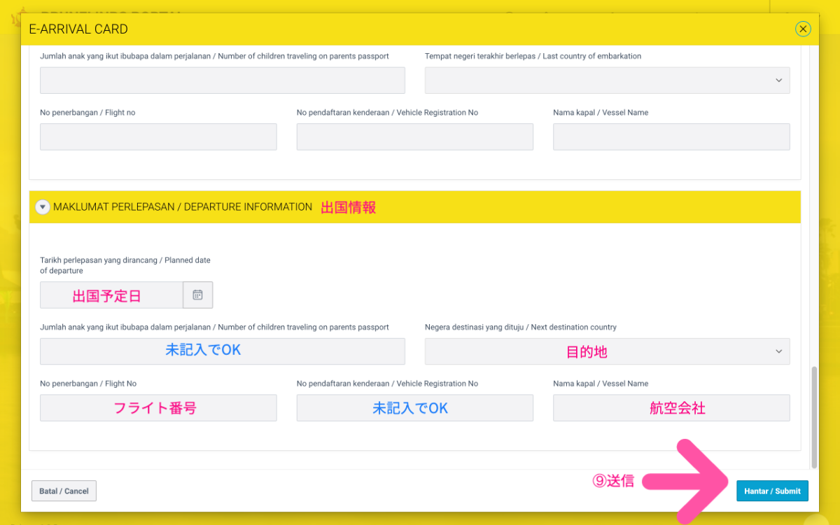 E-ARRIVAL CARD STEP13